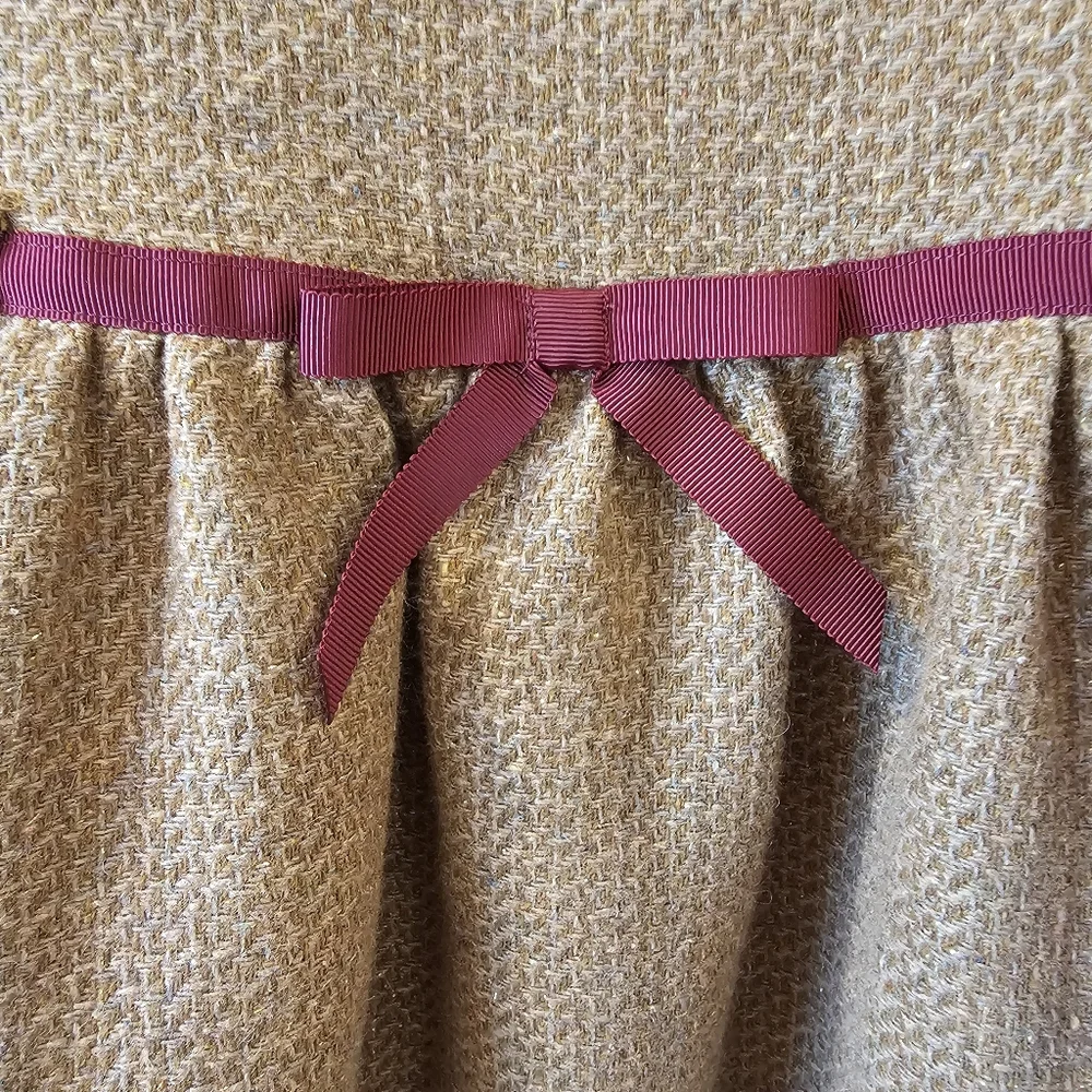 JANIE AND JACK SIZE 5 BROWN TWEED AND MAROON GIRL'S CHRISTMAS/HOLIDAY JUMPER - Picture 5 of 8